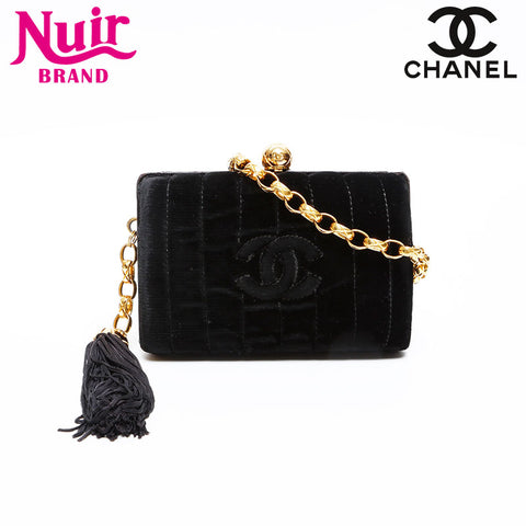 CHANEL Velour COCO Mark Chain 3rd Series 1994-1996 Shoulder Bag black WS20335