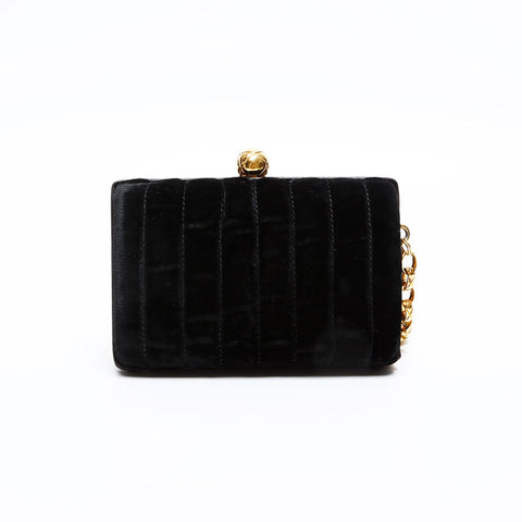 CHANEL Velour COCO Mark Chain 3rd Series 1994-1996 Shoulder Bag black WS20335