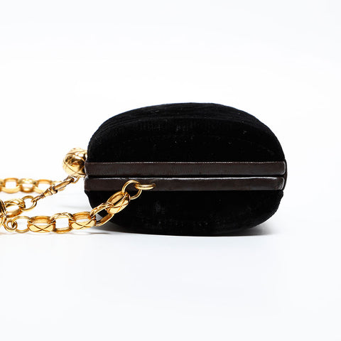 極美品 シャネル CHANEL ベロア ココマーク チェーン 3番台 1994-1996 ショルダーバッグ  ブラック WS20335