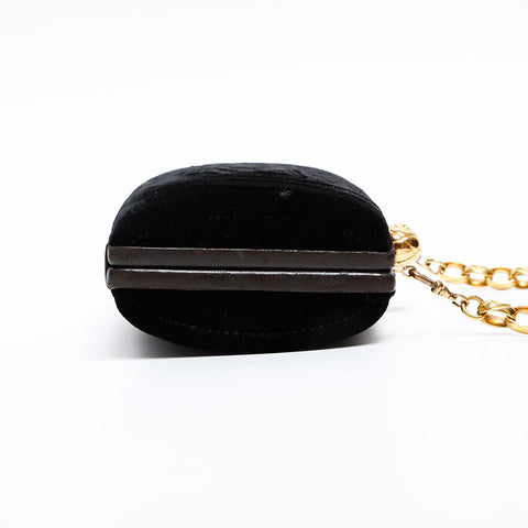 CHANEL Velour COCO Mark Chain 3rd Series 1994-1996 Shoulder Bag black WS20335