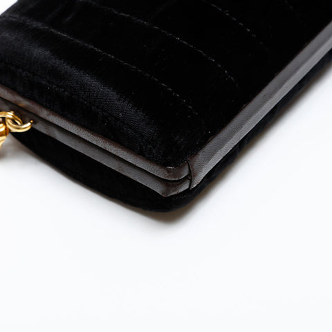 CHANEL Velour COCO Mark Chain 3rd Series 1994-1996 Shoulder Bag black WS20335
