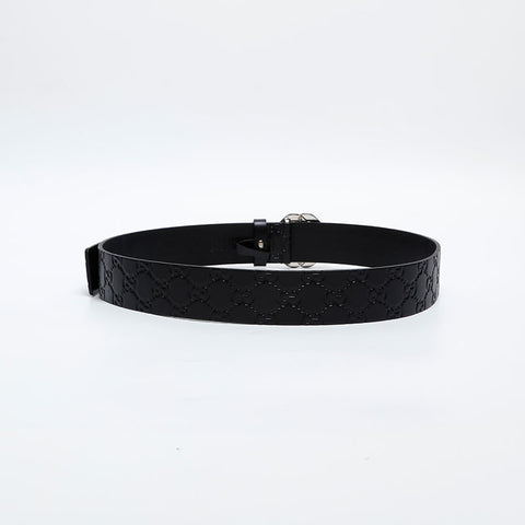 GUCCI GG Shima Leather Interlocking G Size:40 belt black WS20339