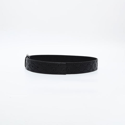 GUCCI GG Shima Leather Interlocking G Size:40 belt black WS20339