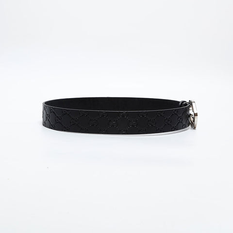 GUCCI GG Shima Leather Interlocking G Size:40 belt black WS20339
