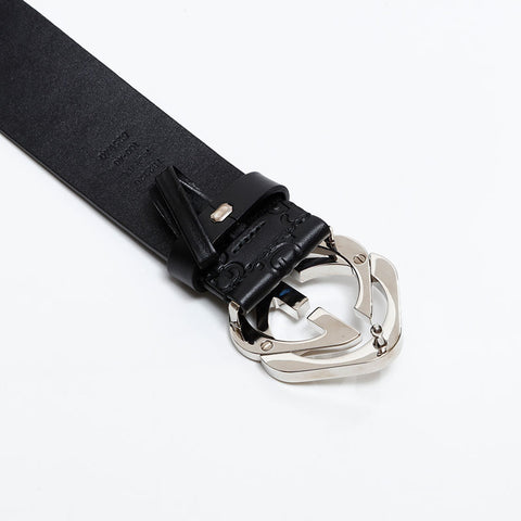GUCCI GG Shima Leather Interlocking G Size:40 belt black WS20339