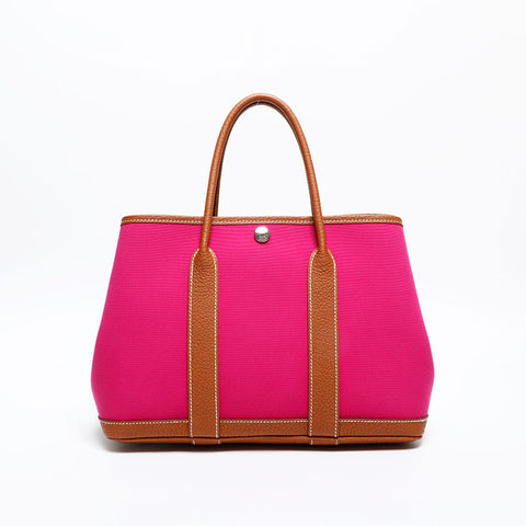 HERMES 2023 B stamp canvas garden party TPM Tote Bag pink WS20341
