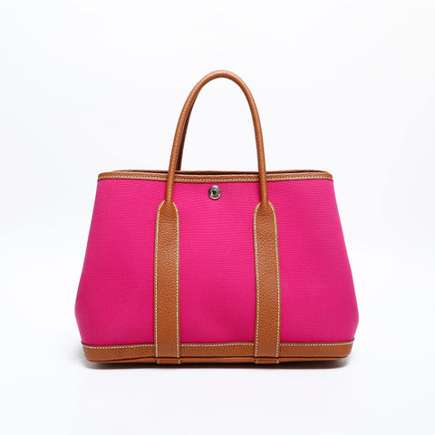 HERMES 2023 B stamp canvas garden party TPM Tote Bag pink WS20341