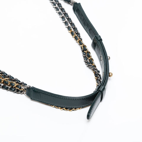 極美品 シャネル CHANEL 26番台 2018-2019 ガブリエル ドゥ レザー ショルダーバッグ  グリーン WS20351