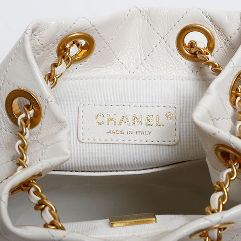 CHANEL 2025 Cruise Bucket Bag in Leather Chain Shoulder Bag white WS20352
