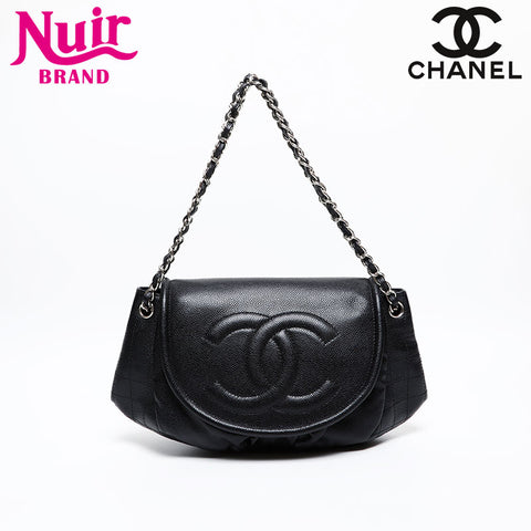 CHANEL 15th 2011 COCO Mark Half Moon Shoulder Bag black WS20354