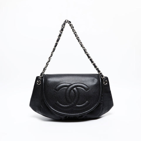 CHANEL 15th 2011 COCO Mark Half Moon Shoulder Bag black WS20354