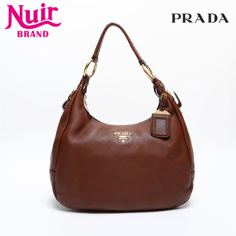 PRADA leather Shoulder Bag Brown WS20355