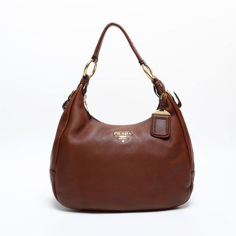 PRADA leather Shoulder Bag Brown WS20355