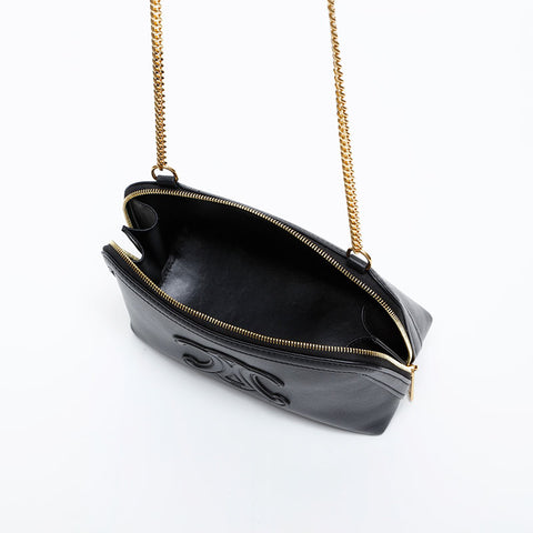 CELINE Clutch with Chain Cuir Triomphe Shoulder Bag black WS20356