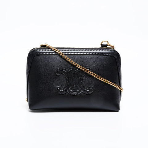 CELINE Clutch with Chain Cuir Triomphe Shoulder Bag black WS20356