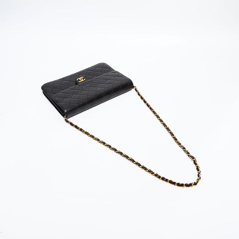 CHANEL No. 2 1991-1994 Pushlock Lambskin Matelasse Shoulder Bag black WS20358