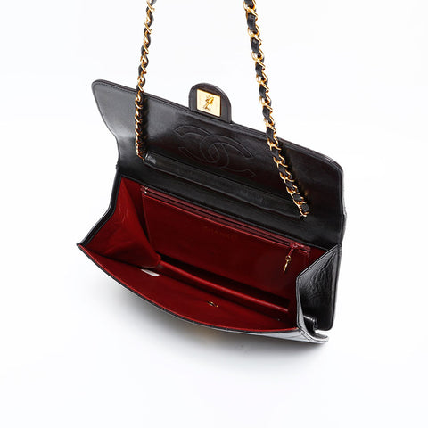 CHANEL No. 2 1991-1994 Pushlock Lambskin Matelasse Shoulder Bag black WS20358