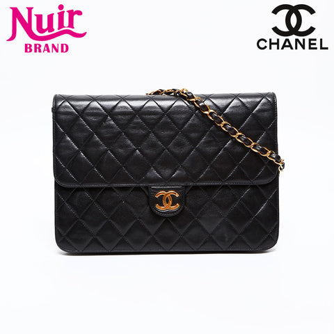 CHANEL No. 2 1991-1994 Pushlock Lambskin Matelasse Shoulder Bag black WS20358