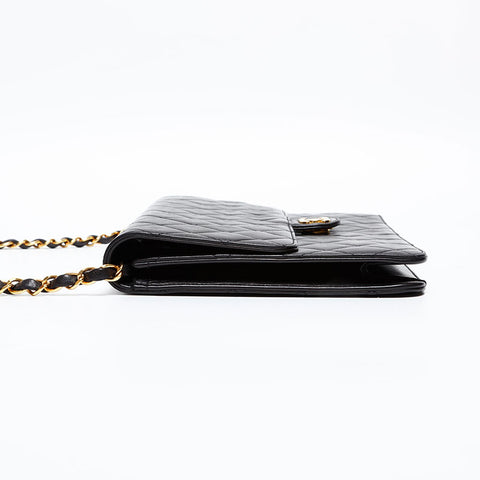 CHANEL No. 2 1991-1994 Pushlock Lambskin Matelasse Shoulder Bag black WS20358