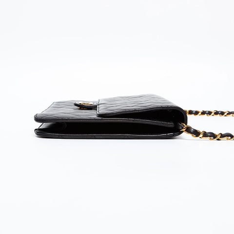 CHANEL No. 2 1991-1994 Pushlock Lambskin Matelasse Shoulder Bag black WS20358