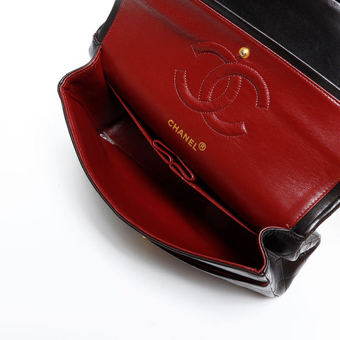 CHANEL No. 2 Double flap Matelasse 1991-1994 Lambskin 9.8" Shoulder Bag black WS20359