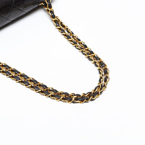CHANEL No. 2 Double flap Matelasse 1991-1994 Lambskin 9.8" Shoulder Bag black WS20359