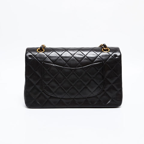 CHANEL No. 2 Double flap Matelasse 1991-1994 Lambskin 9.8" Shoulder Bag black WS20359
