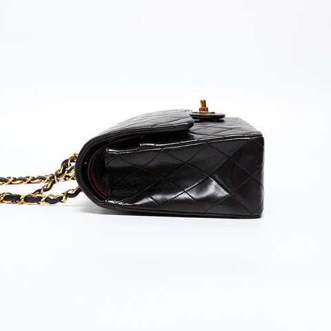 CHANEL No. 2 Double flap Matelasse 1991-1994 Lambskin 9.8" Shoulder Bag black WS20359