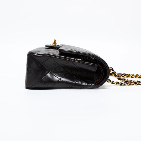 CHANEL No. 2 Double flap Matelasse 1991-1994 Lambskin 9.8" Shoulder Bag black WS20359
