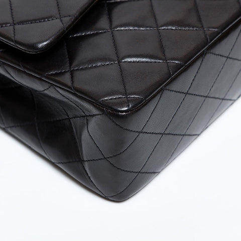 CHANEL No. 2 Double flap Matelasse 1991-1994 Lambskin 9.8" Shoulder Bag black WS20359
