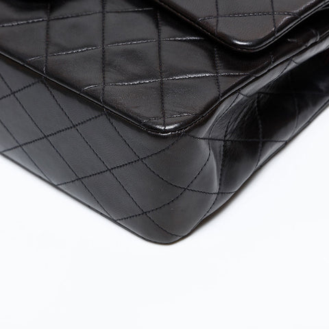 CHANEL No. 2 Double flap Matelasse 1991-1994 Lambskin 9.8" Shoulder Bag black WS20359