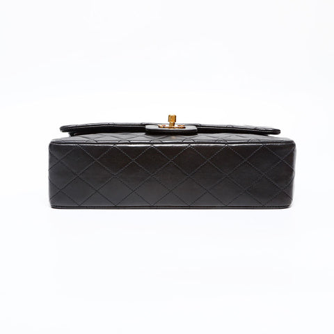 CHANEL No. 2 Double flap Matelasse 1991-1994 Lambskin 9.8" Shoulder Bag black WS20359