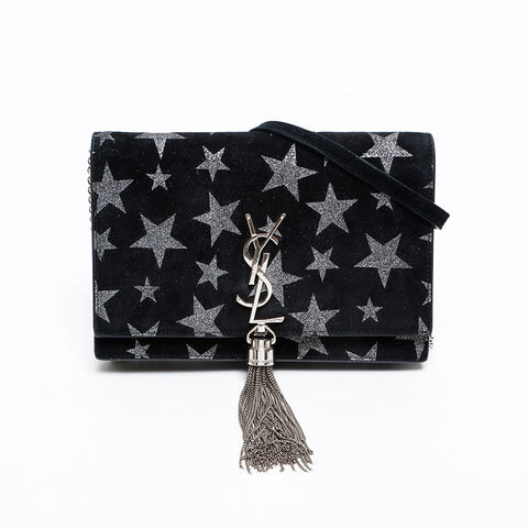 YVES SAINT LAURENT Star Suede Chain Kate Shoulder Bag black WS20360