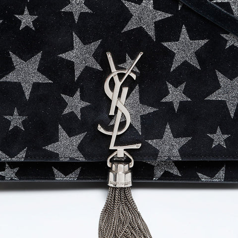YVES SAINT LAURENT Star Suede Chain Kate Shoulder Bag black WS20360