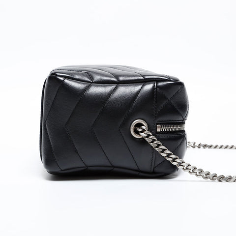 YVES SAINT LAURENT Y Matelasse Leather Shoulder Bag black WS20361