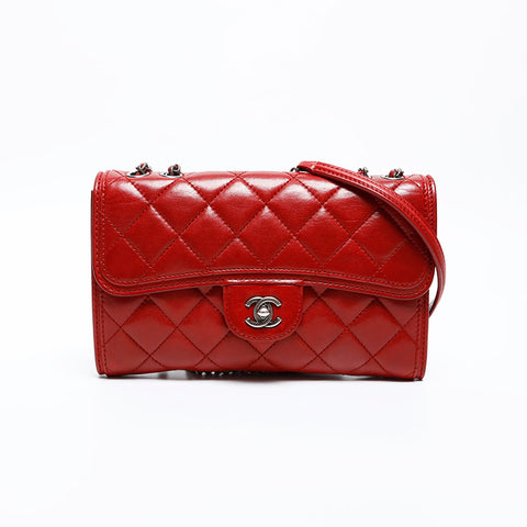 CHANEL 18th series 2013-2014 Matelasse Chain Shoulder Bag Red WS20365