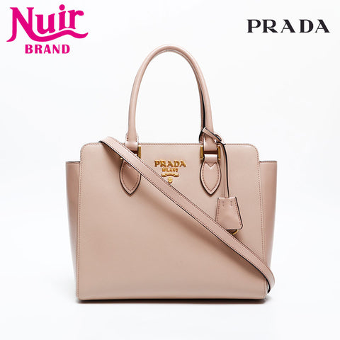 PRADA Saffiano Leather 2way Handbag pink WS20366