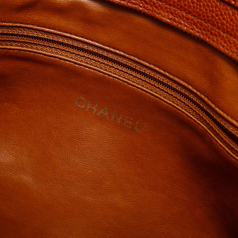 CHANEL No. 3 1994-1996 Caviar Skin Triple Coco Shoulder Bag Brown WS20367