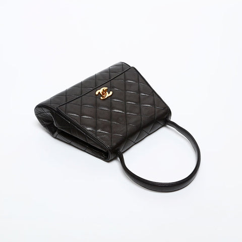 CHANEL No. 3 1994-1996 Lambskin Matelasse Handbag black WS20372