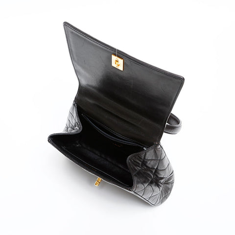 CHANEL No. 3 1994-1996 Lambskin Matelasse Handbag black WS20372