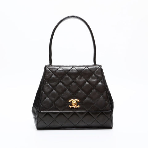 CHANEL No. 3 1994-1996 Lambskin Matelasse Handbag black WS20372