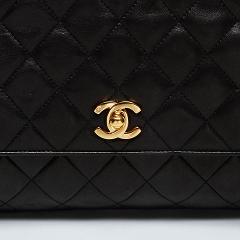 CHANEL No. 3 1994-1996 Lambskin Matelasse Handbag black WS20372