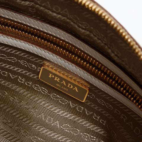 PRADA Jacquard Canvas Logo Shoulder Bag beige WS20373