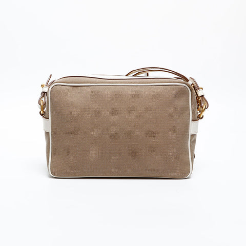 PRADA Jacquard Canvas Logo Shoulder Bag beige WS20373