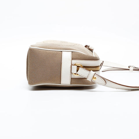 PRADA Jacquard Canvas Logo Shoulder Bag beige WS20373