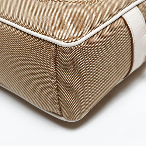 PRADA Jacquard Canvas Logo Shoulder Bag beige WS20373