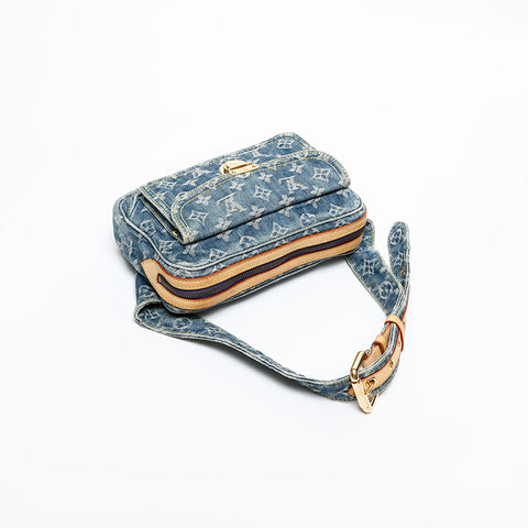 LOUIS VUITTON 2007 Monogram Denim Bumbag Waist bag Navy WS20380