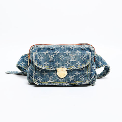 LOUIS VUITTON 2007 Monogram Denim Bumbag Waist bag Navy WS20380