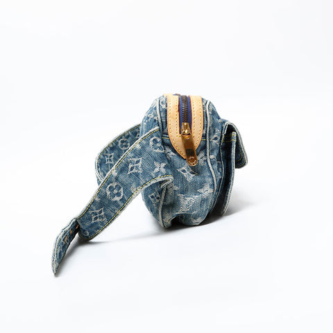 極美品 ルイ・ヴィトン LOUIS VUITTON 2007年製 モノグラムデニム バムバッグ ウエストバッグ ネイビー WS20380