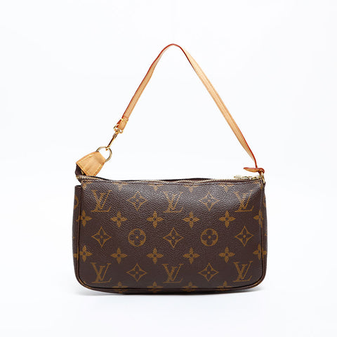 LOUIS VUITTON 2000 Monogram Pochette Accessoires Handbag Brown WS20381